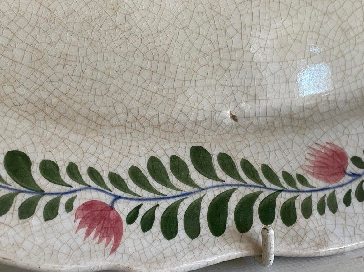 Creil et Montereau - hand painted oval serving plate