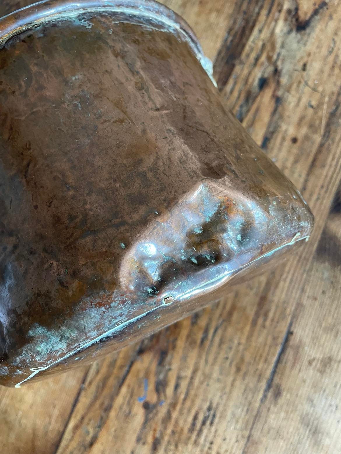 Antique French Hand made dovetailed copper marmite/cauldron.