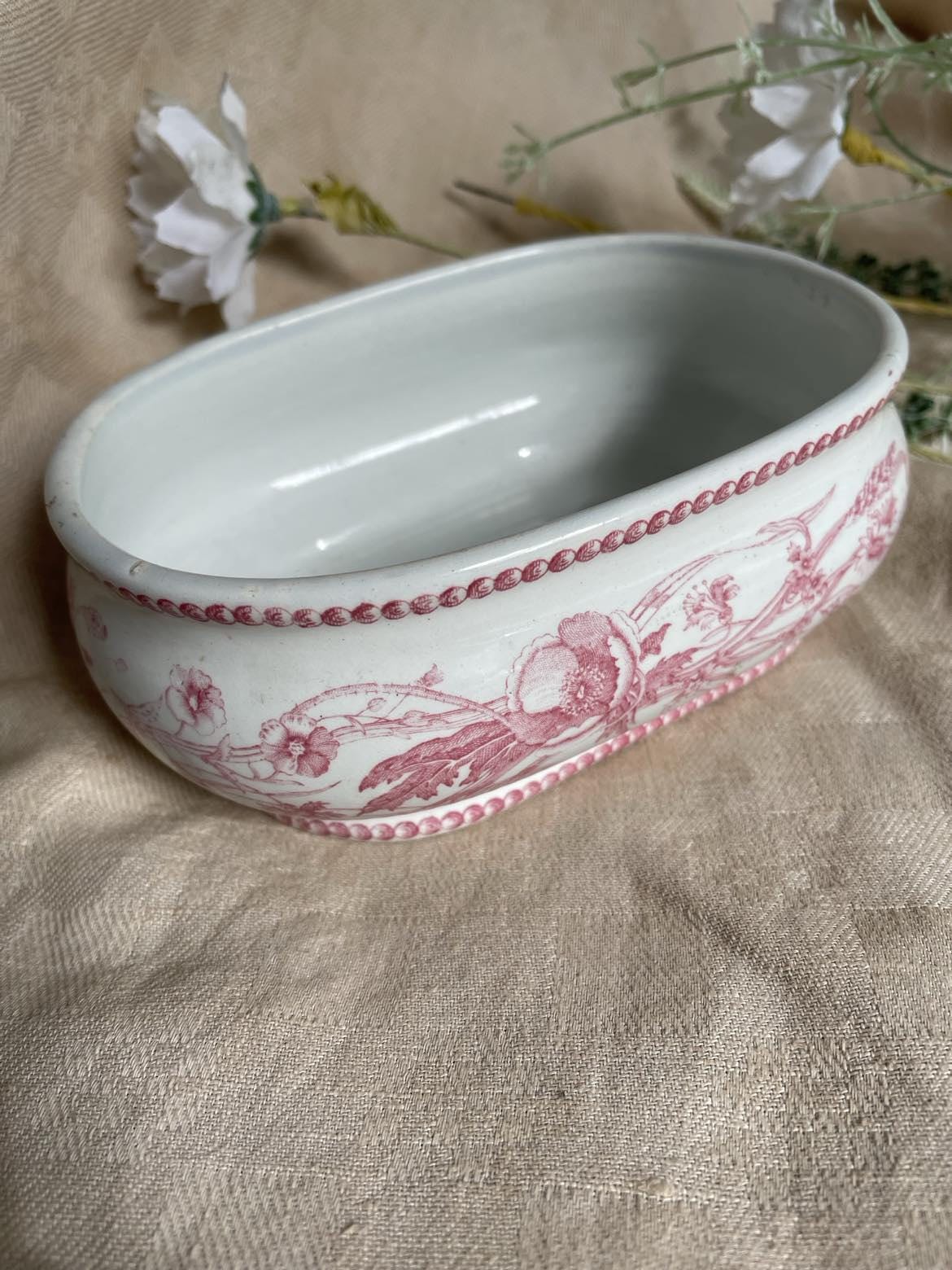 Creil et Montereau ( LM et Cie)  red transferware dish