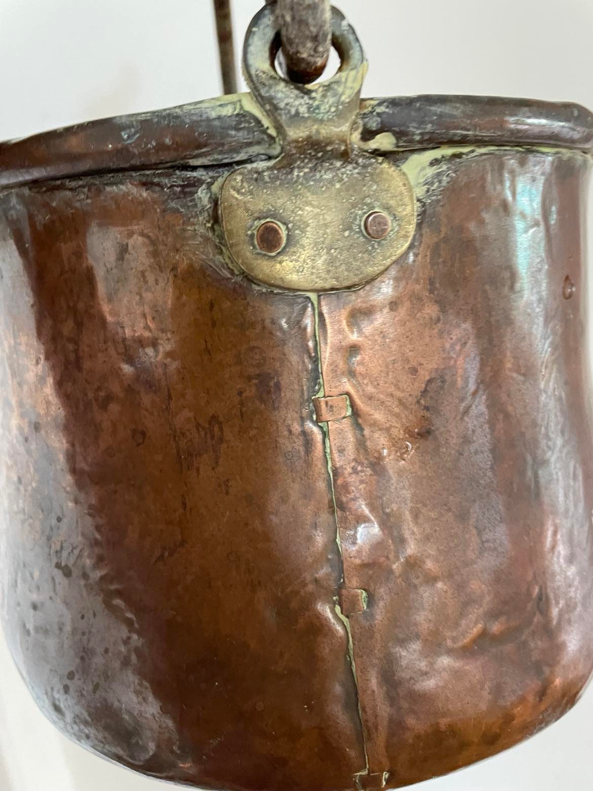 Antique French Hand made dovetailed copper marmite/cauldron.