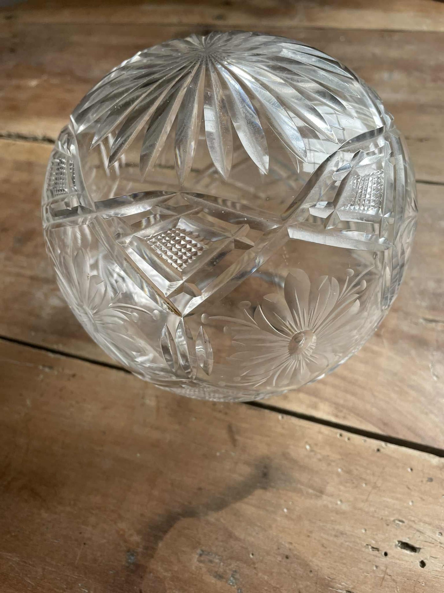 Early 20th century Lead Crystal globe lamp shade