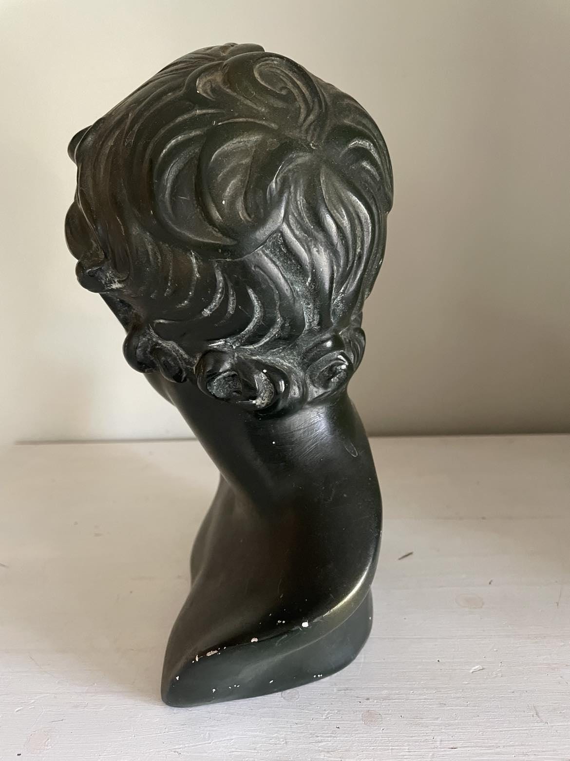Mid century Black plaster bust of "ephebe"