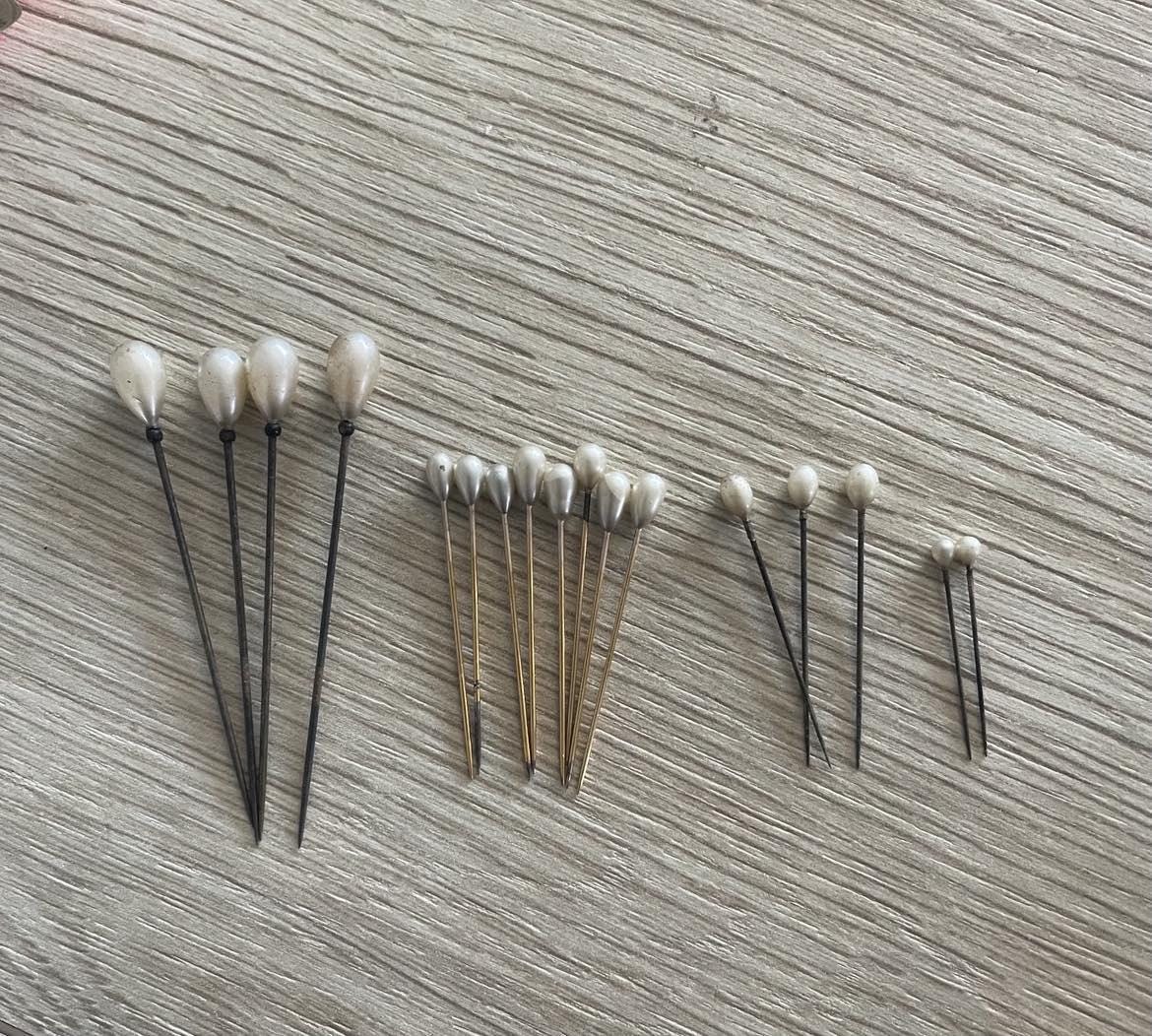 Vintage Faux Pearl Hat Pins - Early 20th Century Paris Set