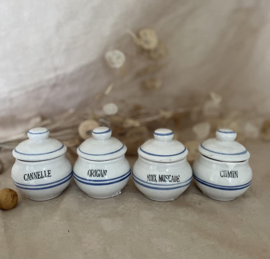 Set of 4 earthenware spice jars