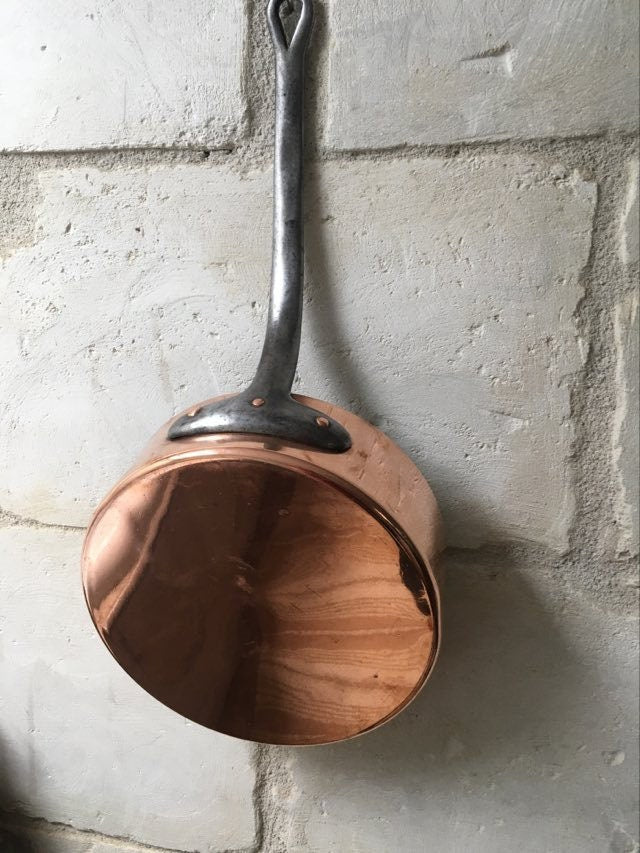 Vintage French copper saute pan - 28cm/ 11" diameter