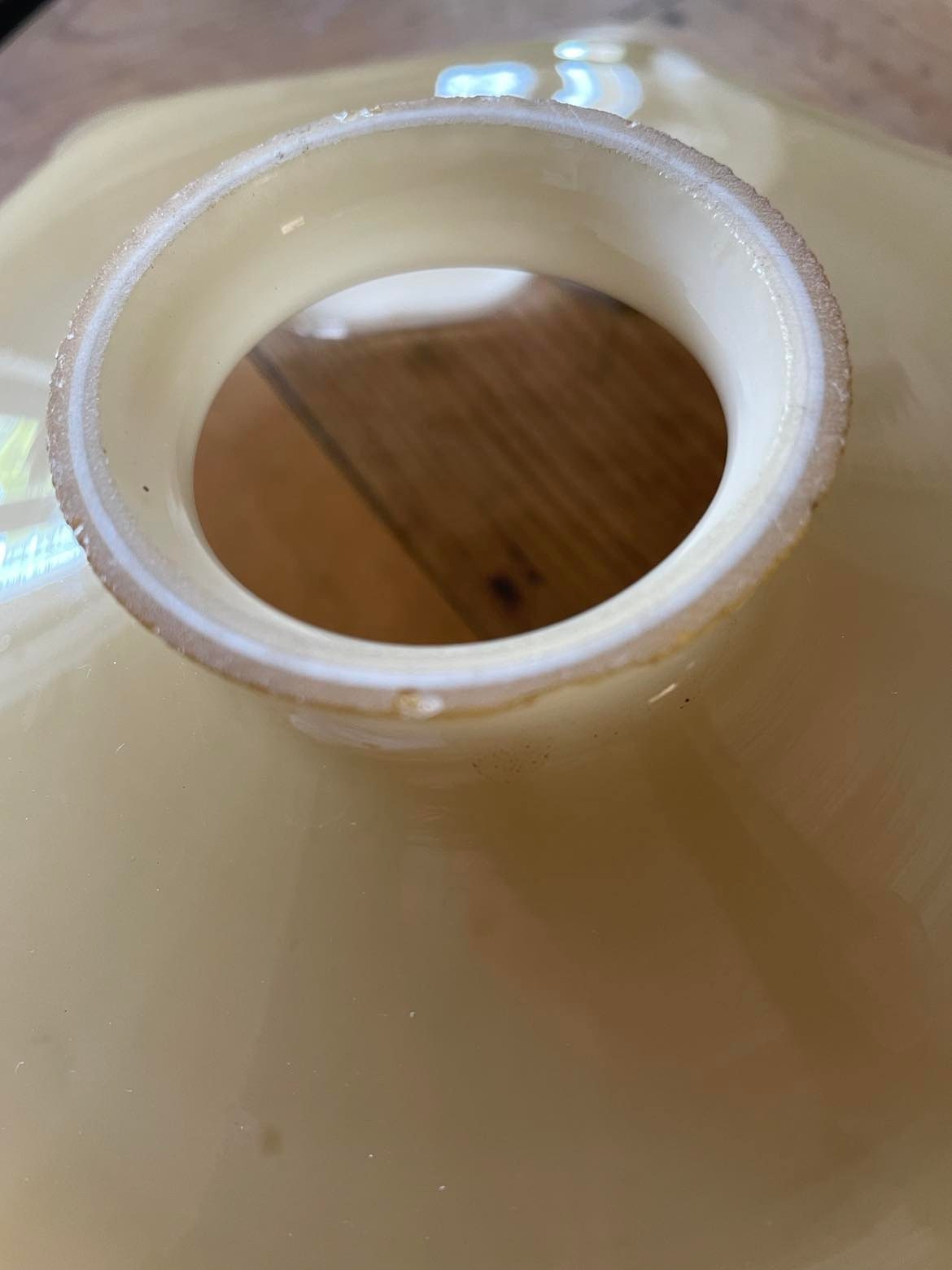 Mid Century pendant glass shade with  brass Gallery