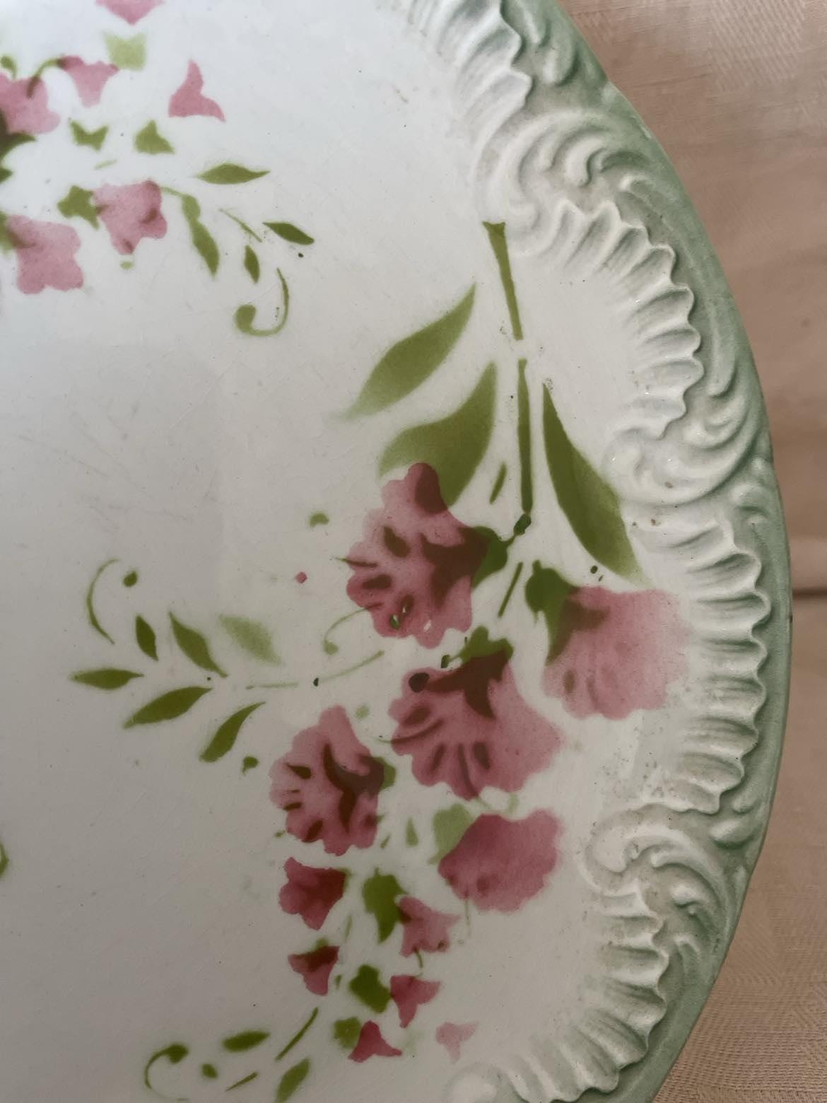 Antique plate with light relief by Digoin Sarreguemines