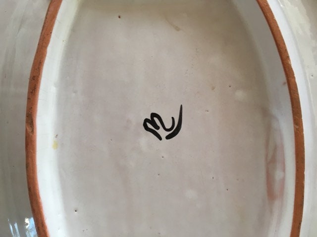 Hand painted Asparagus/artichoke platter.