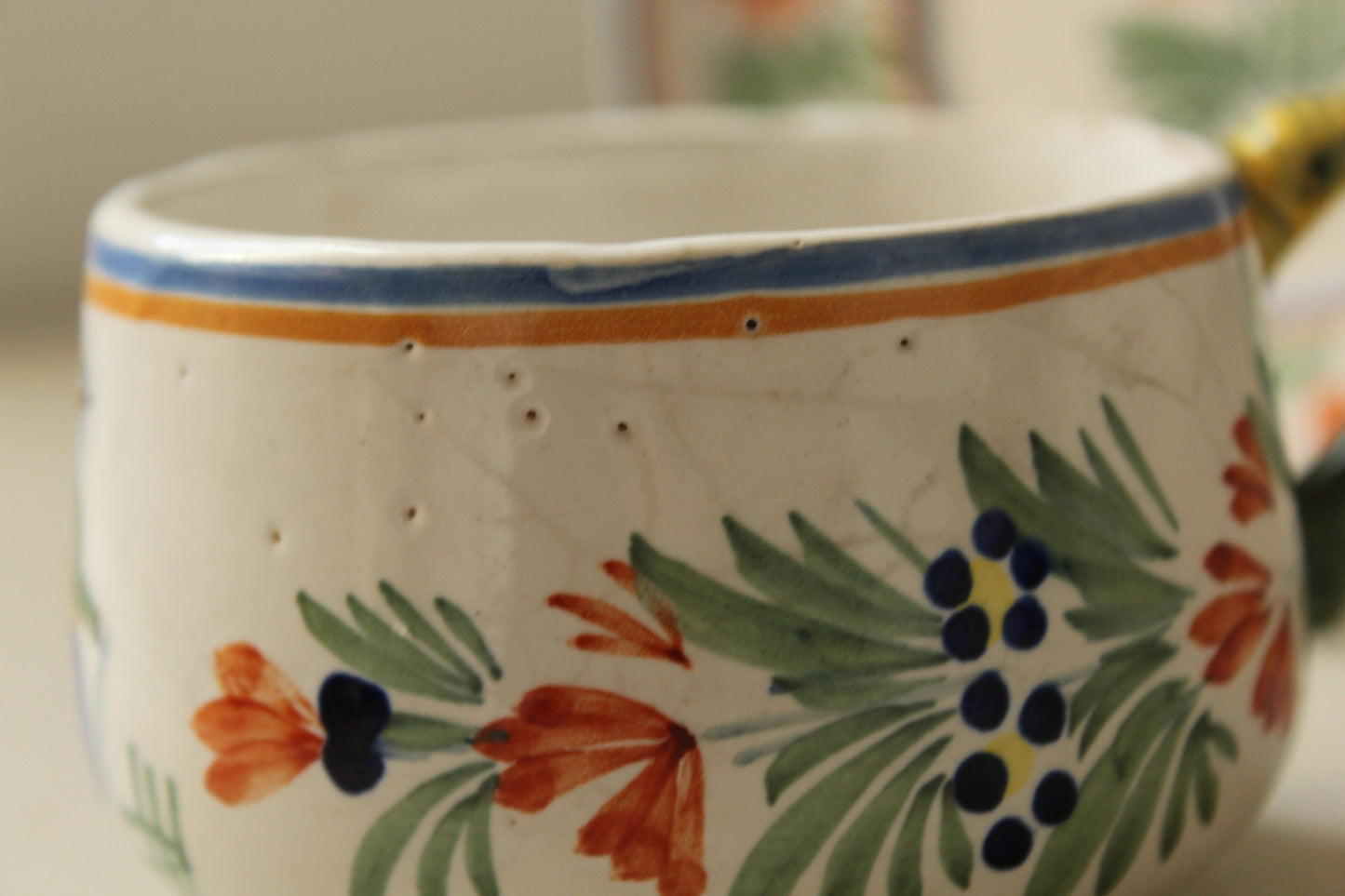 Vintage Henriot Quimper France 118  Hand painted Breton cup and saucer