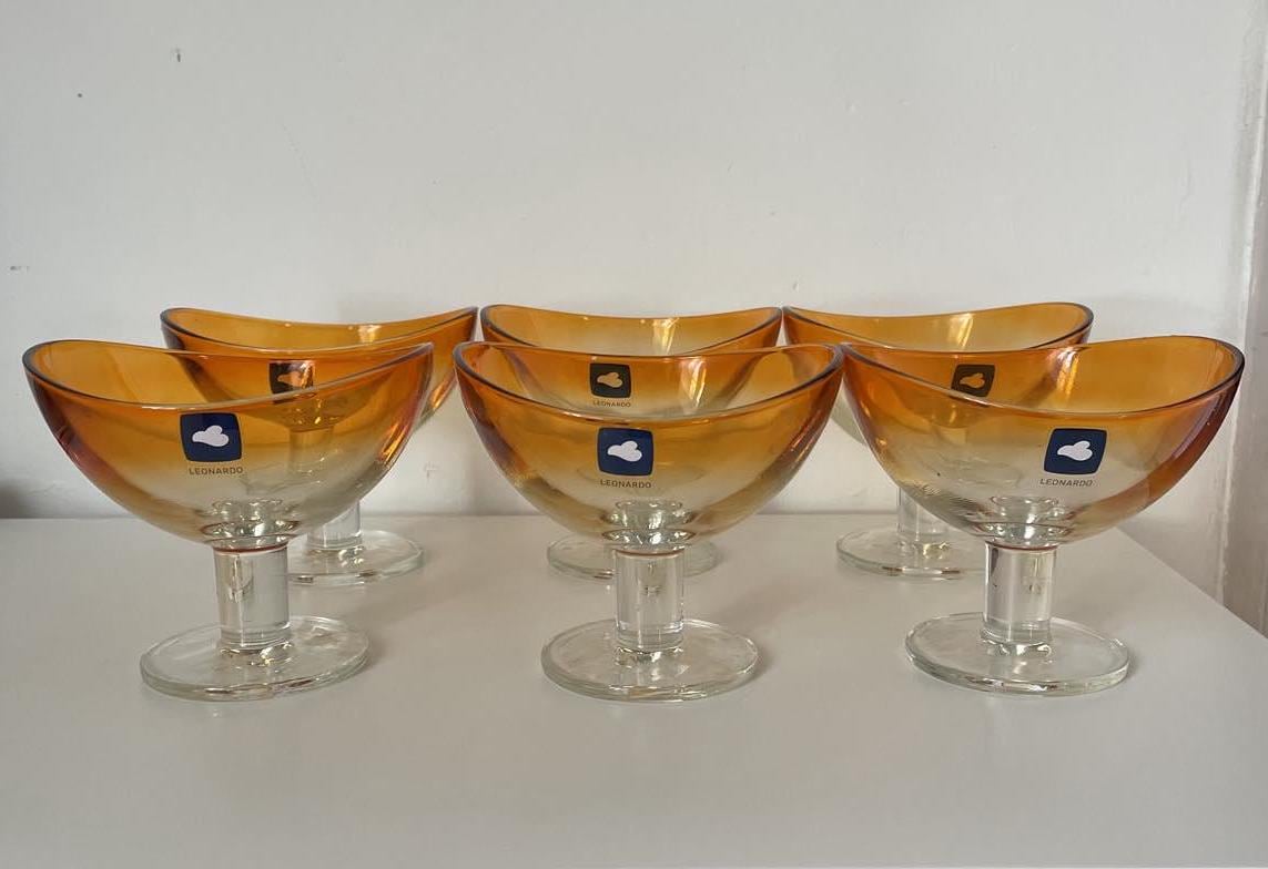 Set of 6 vintage coupe style glasses by  Leonardo glassware