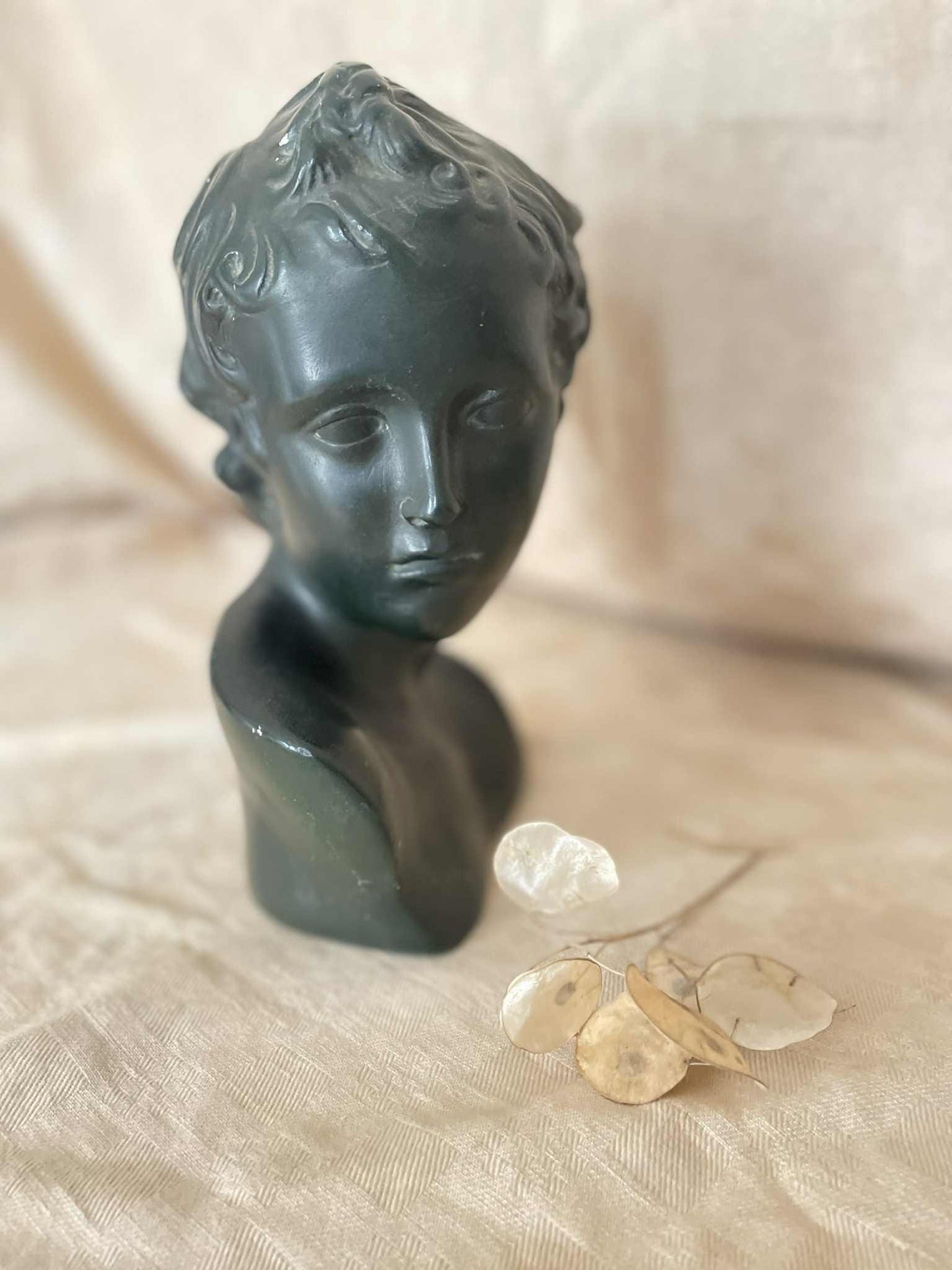 Mid century Black plaster bust of "ephebe"