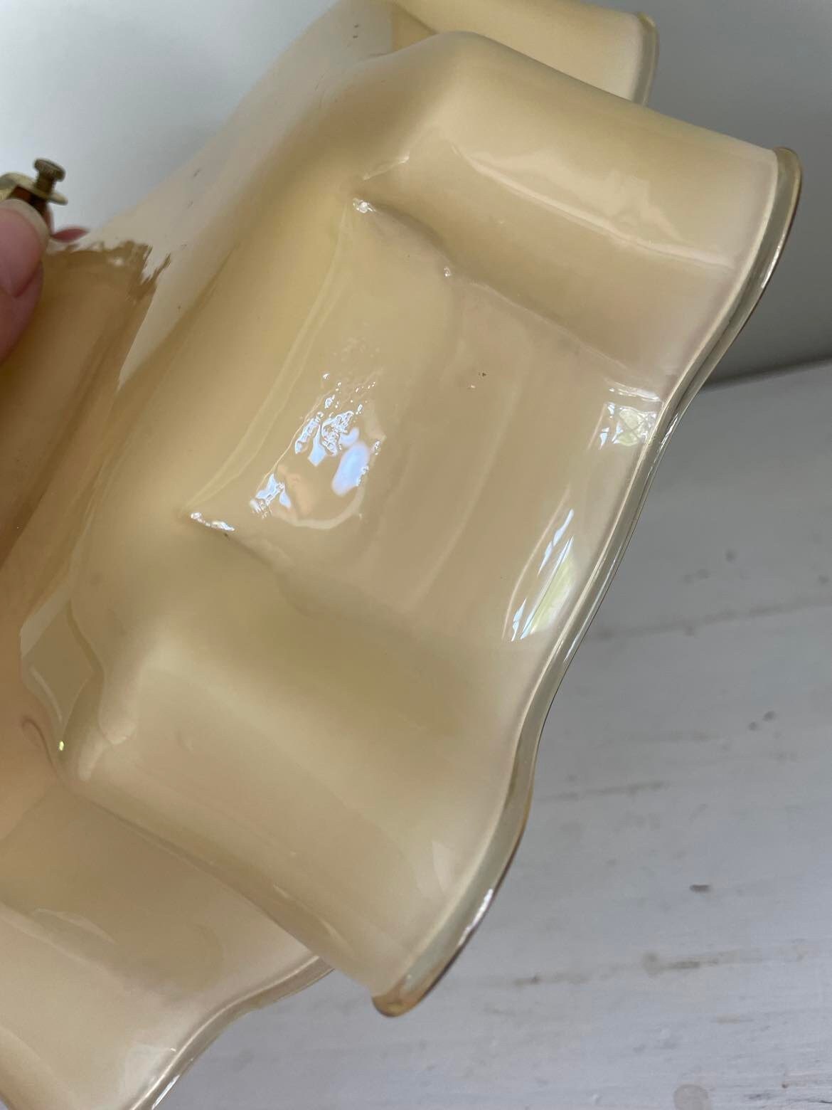 Mid Century pendant glass shade with  brass Gallery