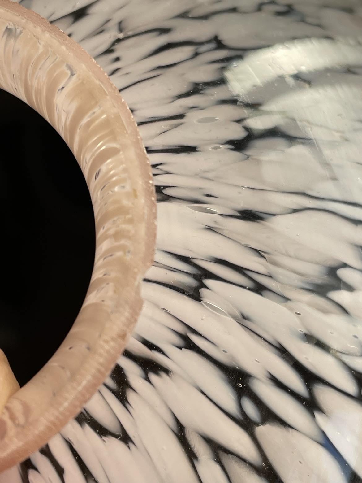 Art Deco Mottled Pink Glass Fluted lampshade;