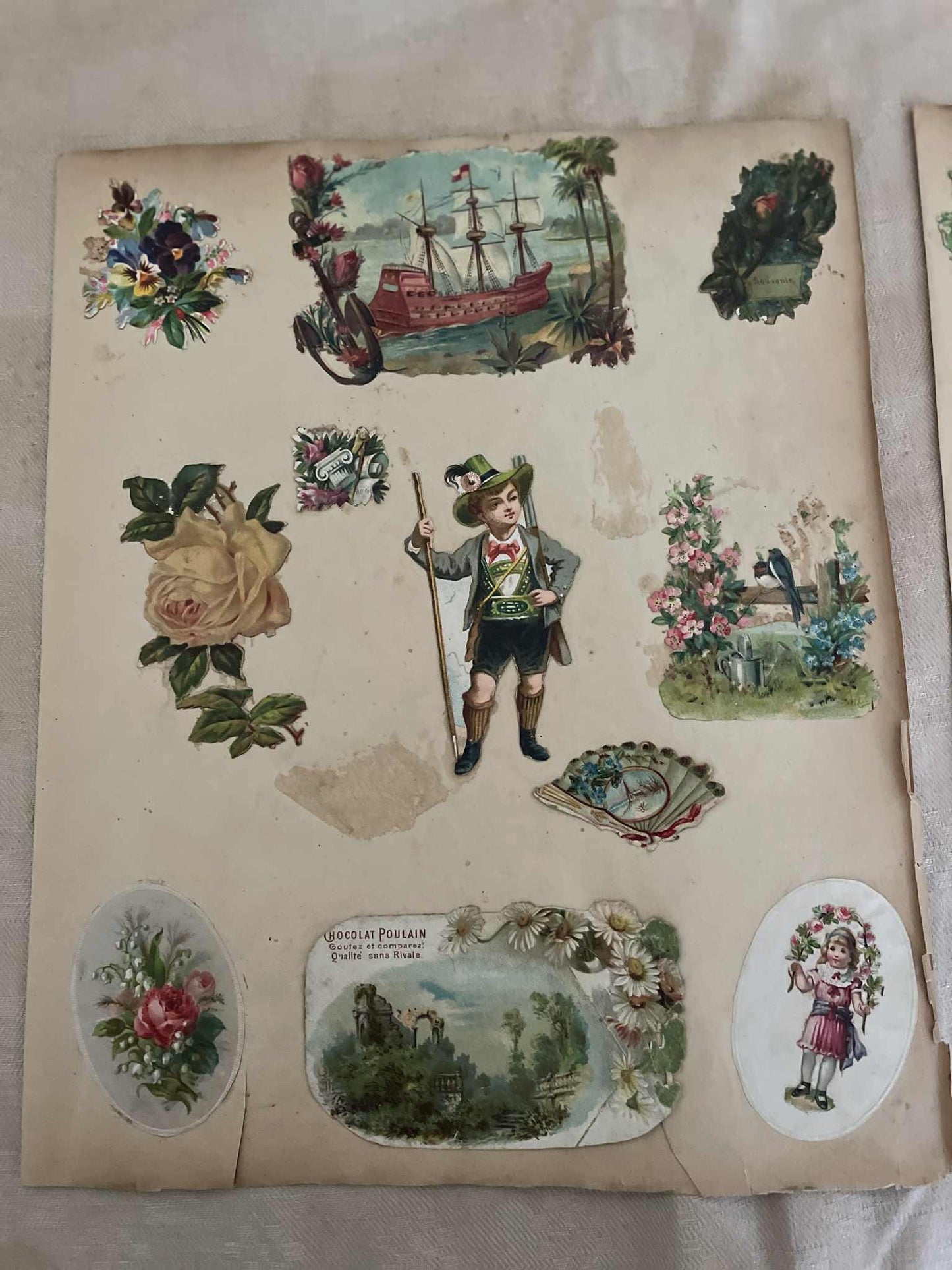 Antique French découpage pieces
