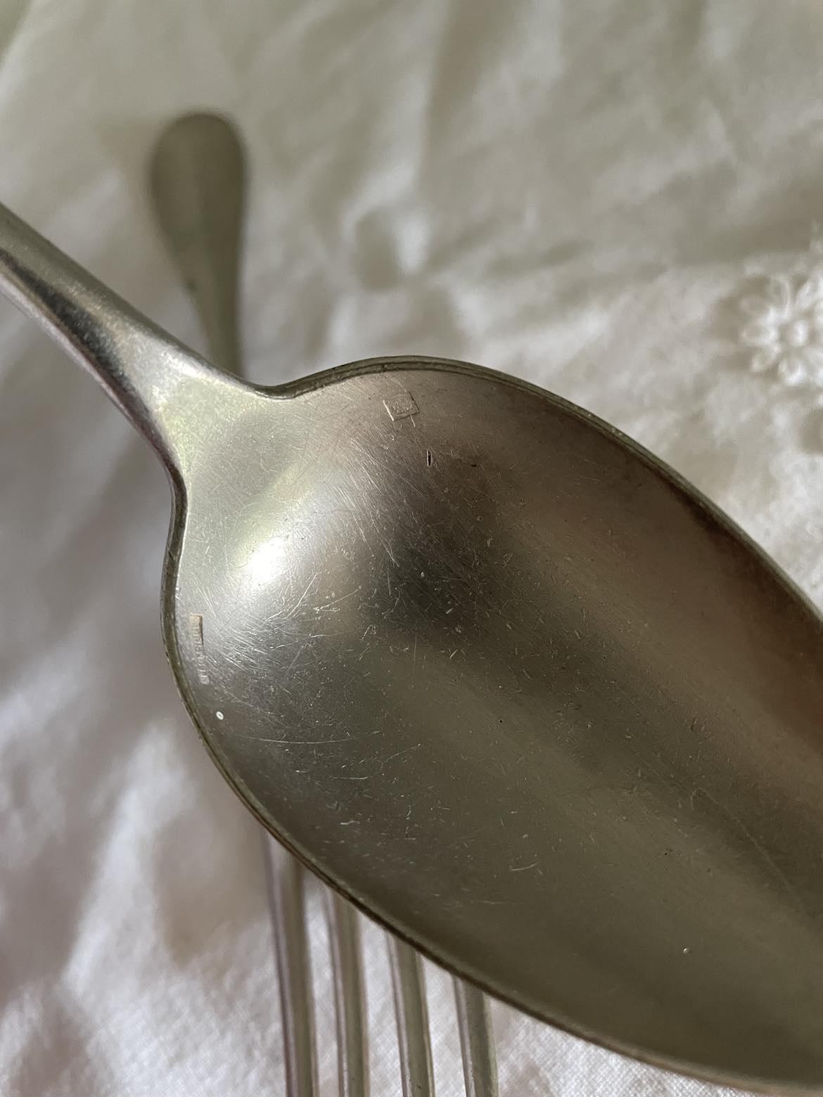 Antique Christofle Silver plated table fork and spoon- "baguette".