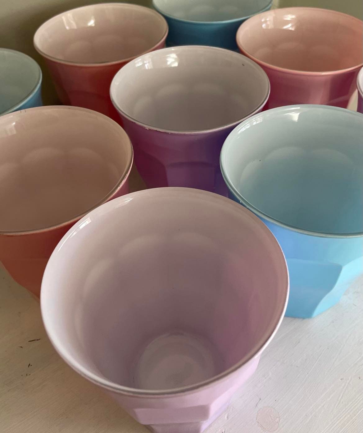 Set of 9 vintage coloured glasses by Duralex