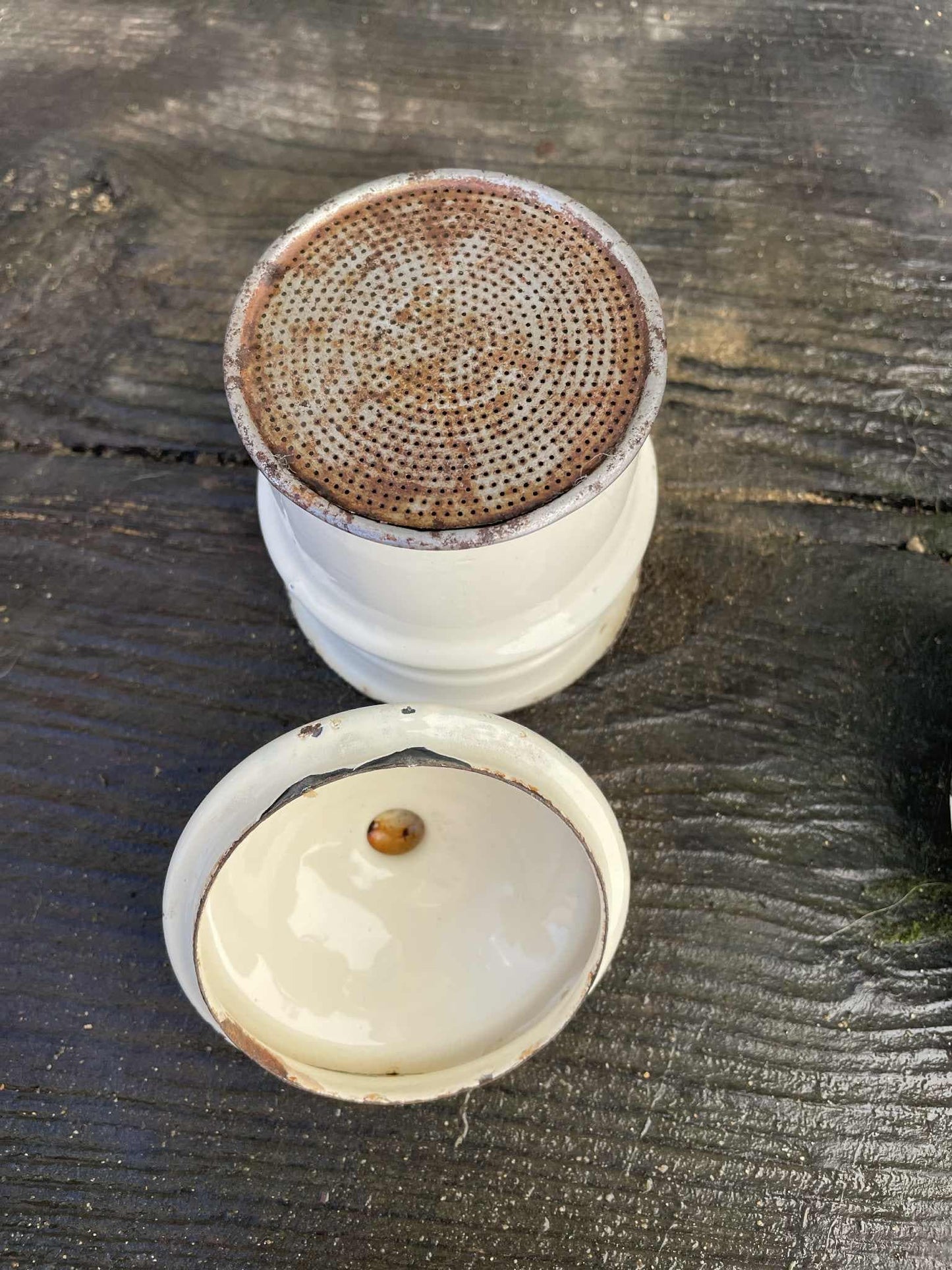 3 Part French enamel coffee pot