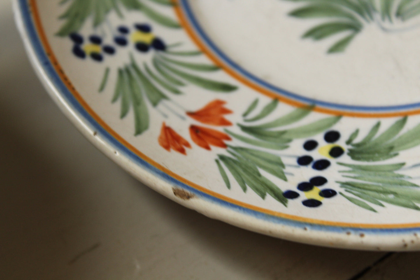 Vintage Henriot Quimper France 118  Hand painted Breton cup and saucer