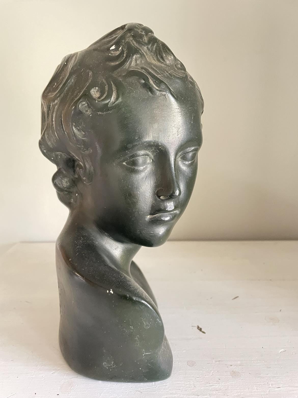 Mid century Black plaster bust of "ephebe"