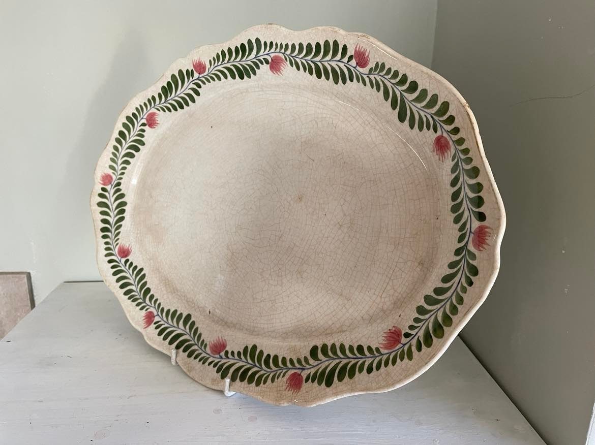 Creil et Montereau - hand painted oval serving plate