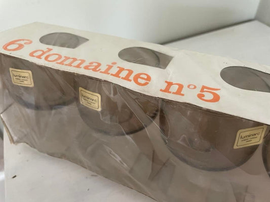 Set of 6 "smokey" grey stemmed 14cl glasses by Luminarc