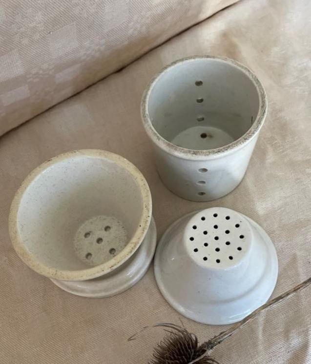 3 Small Antique  Faisselle cheese drainer pots