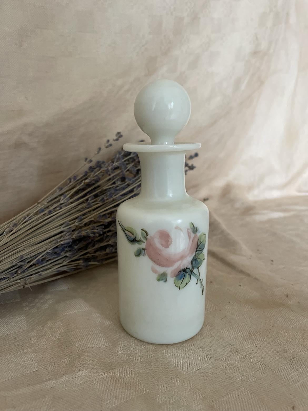 Vintage French hand painted Opaline Perfume Flacon